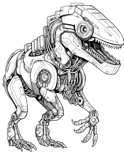 Premium AI Image | A drawing of a robot dinosaur with a large head and ...