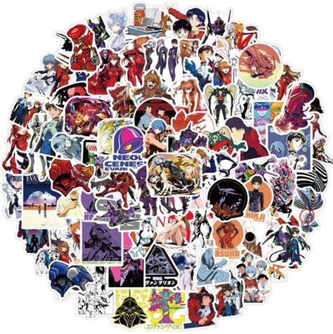 Neon Genesis Evangelion Stickers Set of 100 Waterproof Vinyl Stickers Anime Stickers Rei ...