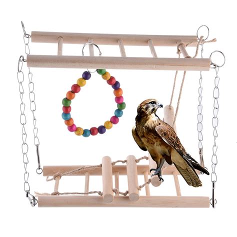 2017 Pet toy Wood Color Swings Pet Birds Budgie Toy Parrot Climbing Toys Bird Toy Accessories ...