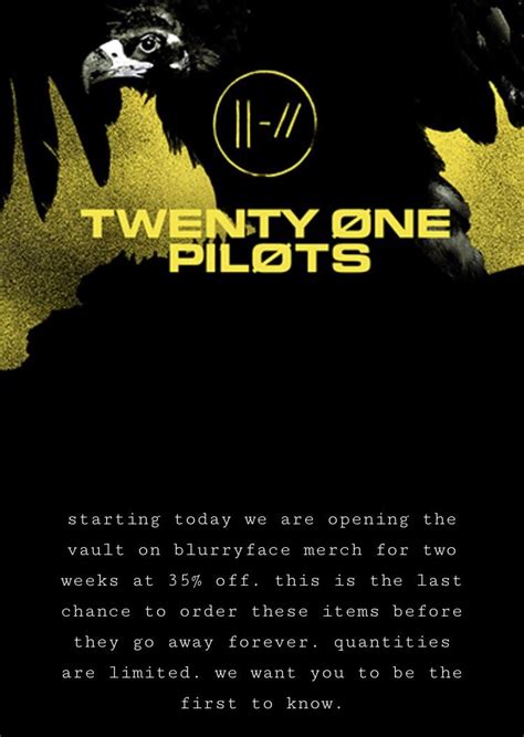 Blurryface merch 35% off for a limited time : twentyonepilots