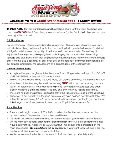 Race Day Rules and Information « Grand River Amazing Race