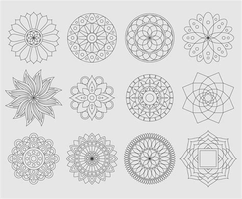 Mandala Line Designs Vector Art & Graphics | freevector.com