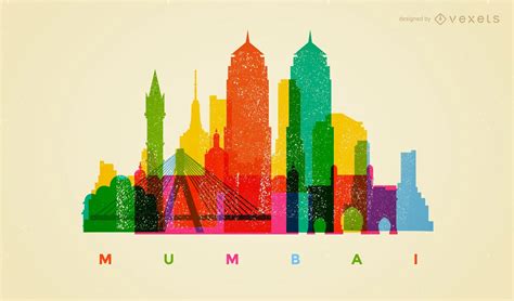 Colorful Mumbai Skyline Vector Download