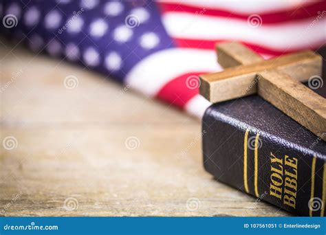 Christian Cross and Bible American Concept Stock Image - Image of blue ...