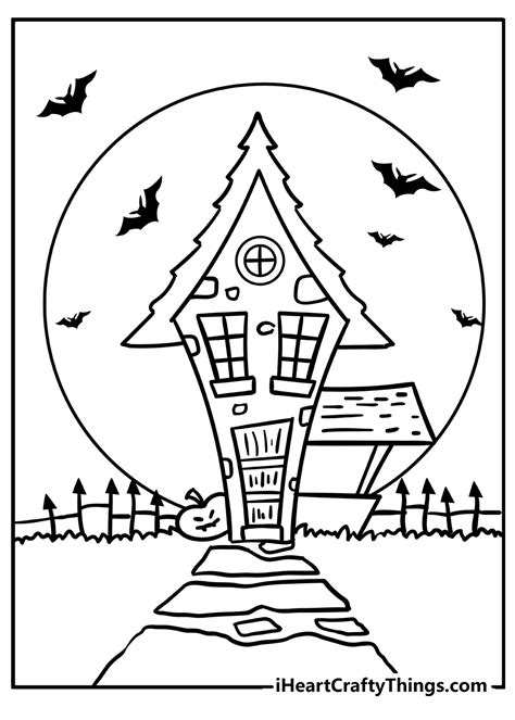 Haunted House Coloring Page Printable