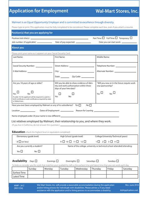 Walmart Job Application Pdf - Fill Online, Printable, Fillable, Blank ...