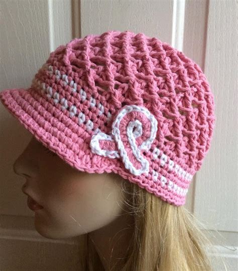 Breast Cancer Awareness Crochet Hat Pink Chemo Cap Breast