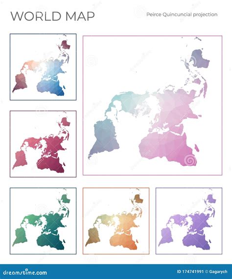 Low Poly World Map Set. stock vector. Illustration of national - 174741991