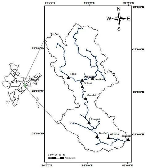 Index Map of the Brahmani River basin with CWC stage discharge gauging ...