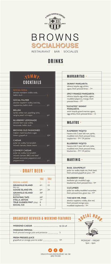 Browns Social House Menu on Behance