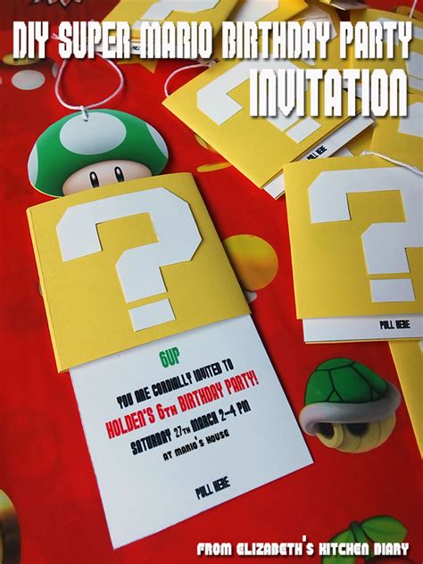 DIY Super Mario Bros Birthday Party Invitation {A Step-by-Step Tutorial} - Elizabeth's Kitchen Diary