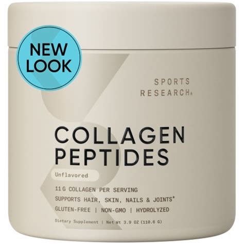 Sports Research Collagen Peptides, Unflavored, 3.9 oz (110.7g), 3.9 ...