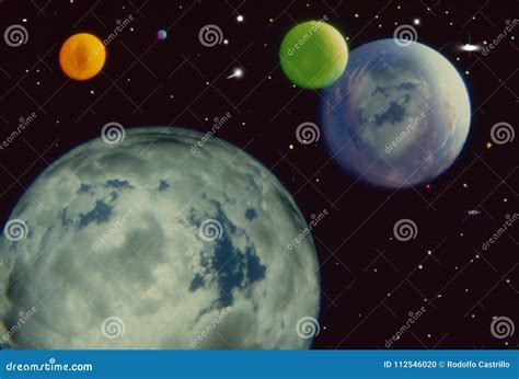 Some New Planets with Clouds Stock Illustration - Illustration of ...