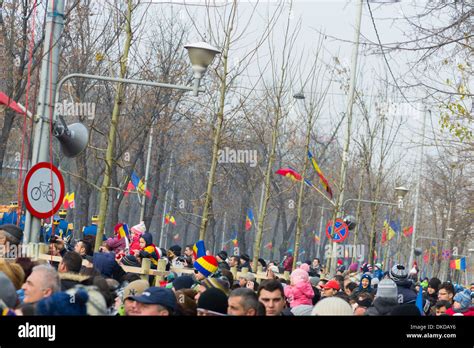 People walking on the street - December 1st, Parade on Romania's ...