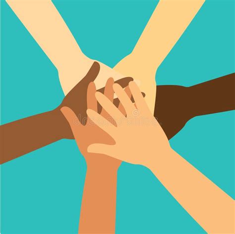 People Putting Their Hands Together. Volunteer Vector Flat Illustration Stock Vector ...