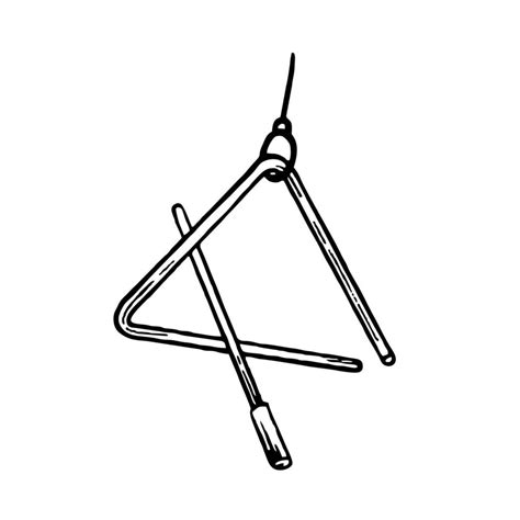 Triangle musical instrument, drawn by hand. Vector black and white ...