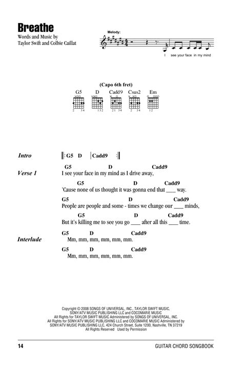 Breathe by Taylor Swift - Guitar Chords/Lyrics - Guitar Instructor