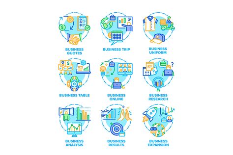 Business Plan Set Icons Vector Color Illustrations By Pikepicture | TheHungryJPEG