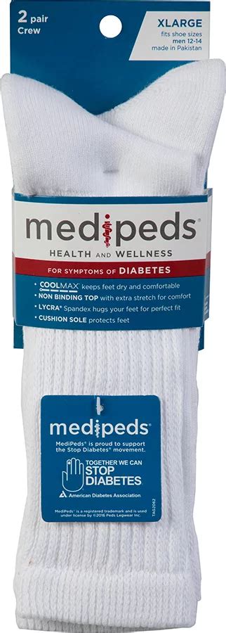 MediPeds Diabetic Socks X-large White - Shop Socks & Hose at H-E-B