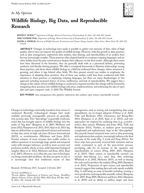 (PDF) Wildlife biology, big data, and reproducible research