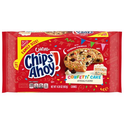 CHIPS AHOY! Chewy Confetti Cake Chocolate Chip Chewy Cookies with Rainbow Sprinkles, Family Size ...