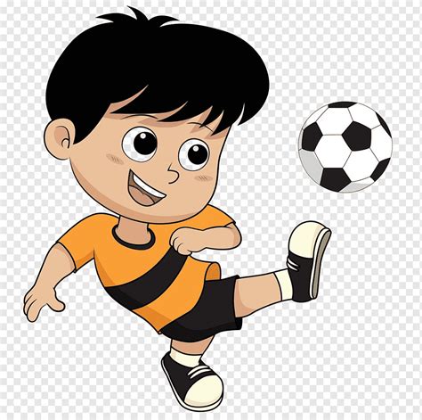 Niño fútbol soccer, balón de fútbol, dibujos animados, patada de fútbol, jugador, lanzar una ...