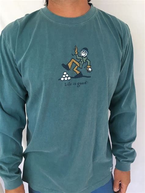 Life Is Good Men's size Large Long Sleeve Jake Tee Shirt Cotton c4 # ...