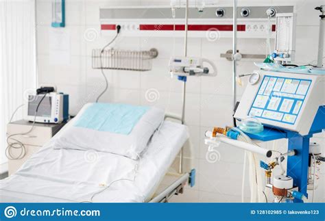 Modern Hospital Room with Bed and Ventilation Equipment Stock Image ...