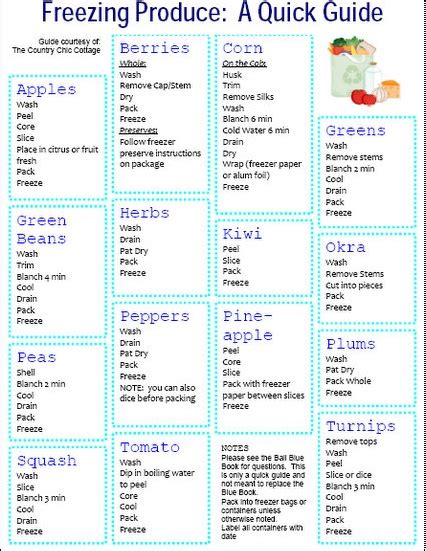 Freezing produce chart whattopin.us/topic/diyprojects/?i | Yummies | Pinterest | Charts