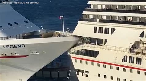 Carnival Glory cruise ship crashes into Carnival Legend while docking in Cozumel, Mexico; 6 ...