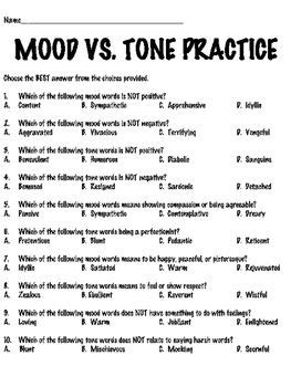 Tone And Mood Worksheet Pdf – Thekidsworksheet