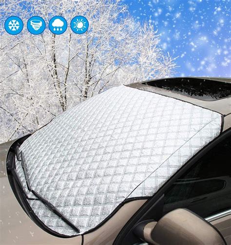 SMALUCK Car Windshield Snow Cover, Heavy Duty Ultra Thick Protective Windscreen Cover - Snow Ice ...