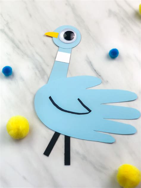 Mo Willems Inspired Handprint Pigeon Craft For Kids