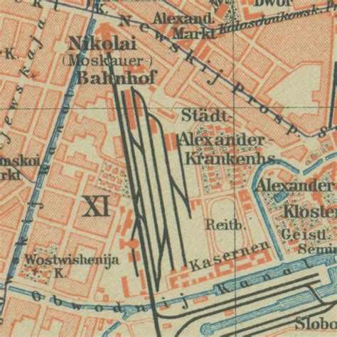 1890 Vintage Map of Saint Petersburg