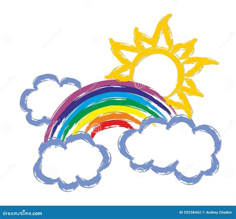 Rainbow With The Sun. Stock Vector - Image: 59258462