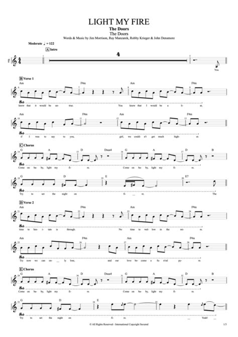 Light My Fire Tab by The Doors (Guitar Pro) - Full Score | mySongBook