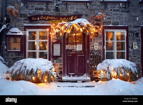 Canada, Quebec Province, Quebec City in winter, Petit-Champlain street, Le Lapin Saute ...