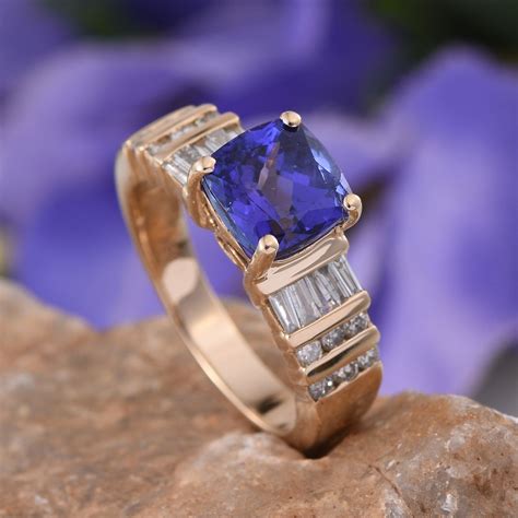 14K YG Tanzanite (Cush 3.00 Ct), Diamond Ring (Size 7) TDiaWt 0.510Cts., TGW 3.51 Cts ...