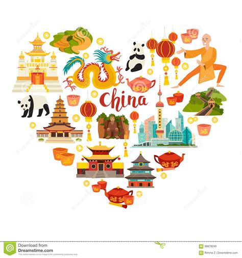 China Landmarks Vector Icons Illustration | CartoonDealer.com #98878249