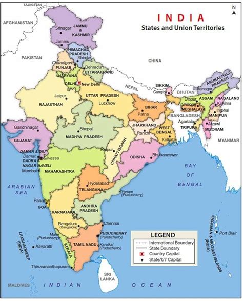 wallpics India Map Fully Waterproof Vinyl Sticker Poster (12X18 inches ...