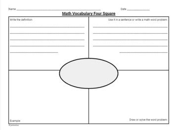 Math Vocabulary Four Square by jenbooboo | TPT