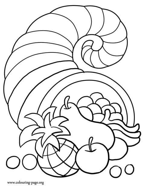 Thanksgiving - A Thanksgiving cornucopia coloring page