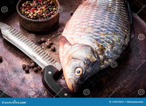 Fresh Raw Fish and Food Ingredients Stock Image - Image of diet, salt ...