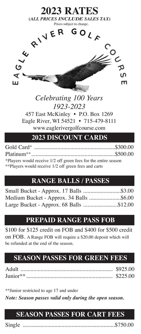 Rates - Eagle River Golf Course