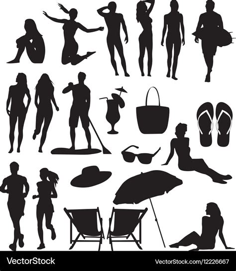 Beach-silhouettes Royalty Free Vector Image - VectorStock