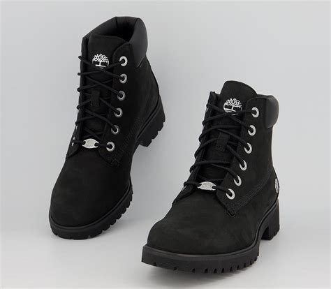 Timberland Slim Premium 6 Inch Boots Black Nubuck - Hers Exclusives