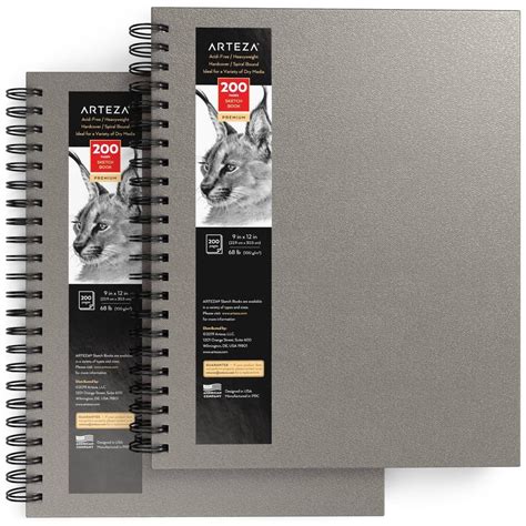 Sketchbook, Spiral-Bound Hardcover, Gray, 9x12” | ARTEZA
