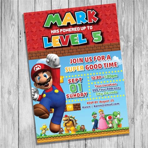 Download Super Mario Birthday Invitations Pictures | Free Invitation Template