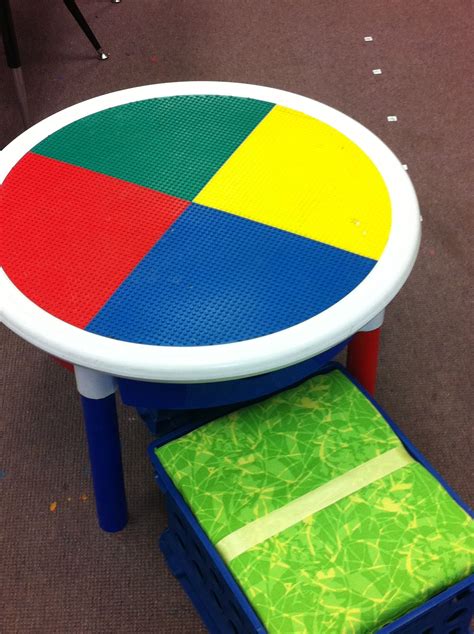 lego table with home made chairs to play with during "play" centers | Lego table, Saucer chairs ...