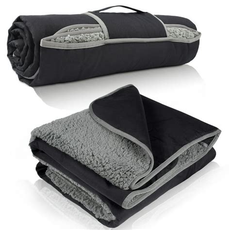 Waterproof Outdoor Blanket with Sherpa Lining, Windproof Triple Layers Warm Comfy Foldable for ...